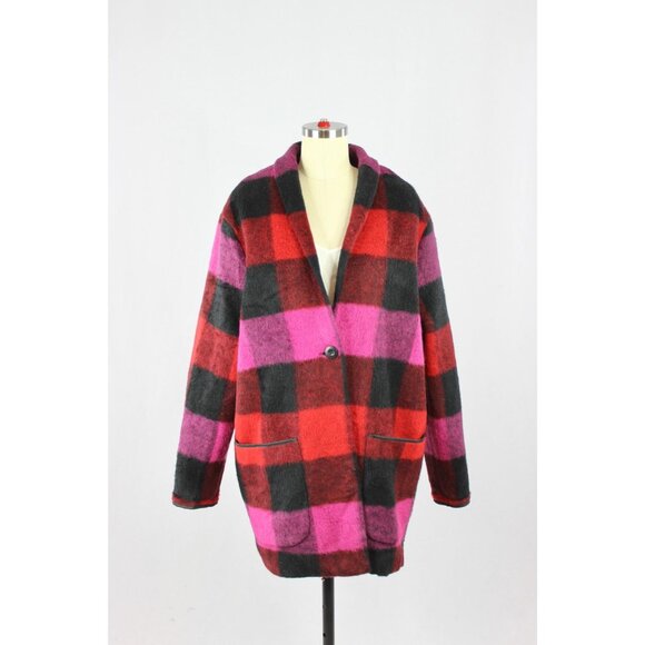 PARKHURST Outdoor Edition Briar Check Acrylic Blend Cocoon Jacket Coat, Size M - Picture 5 of 13